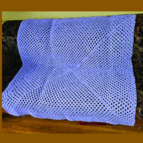 Lilac/mauve crotchet cotton afghan, throw, wrap, cover, blanket, NWOT, handmade - Picture 2 of 6